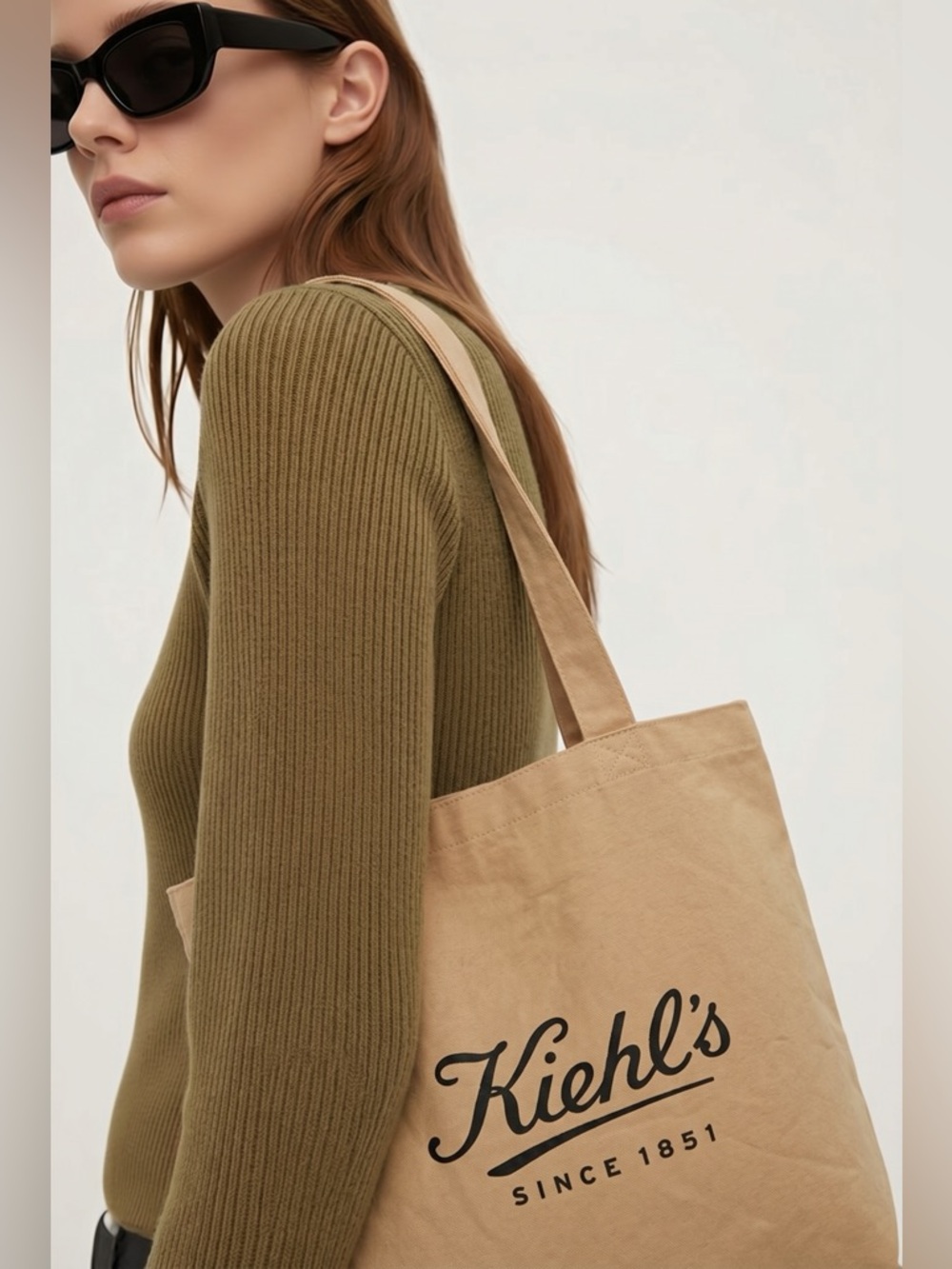 EUC Kiehl's Canvas Tote Bag - Neutral Reusable Shopper (Logo Front / Plain Back)